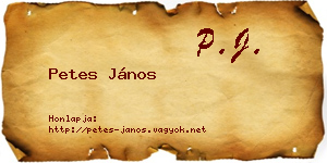 Petes János névjegykártya